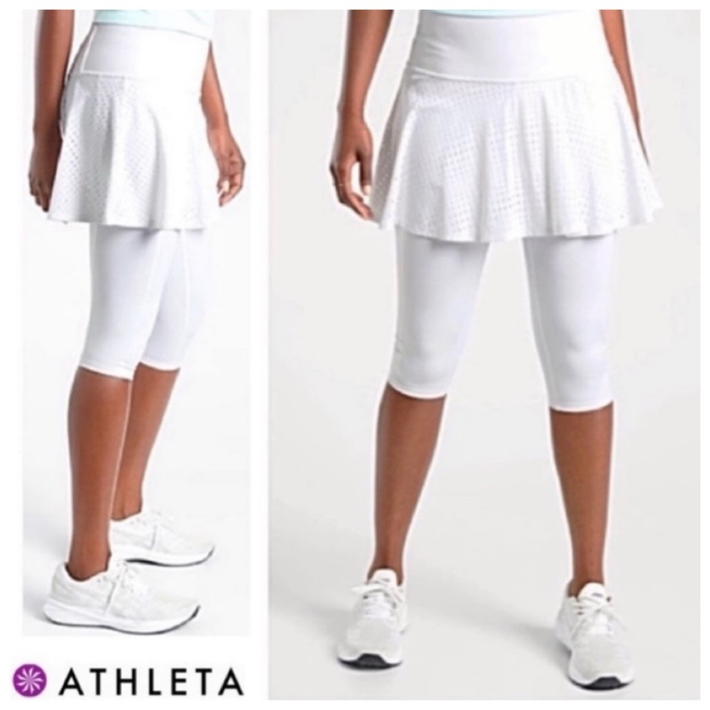 🔥NWTS-$90 ATHLETA A-Game 2-in-1 Skort XL Skort Shorts Skirt White Capri Skirt